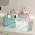 thumbnail image 1 of Handheld Shower Basket, Plastic Storage Basket, Small Woven Bathroom Organizer + Versatile Carrying Handle, Compact Design, Ideal for Home & Travel, Key Shower & Bathroom Functionality, UKHBMC, 1 of 8