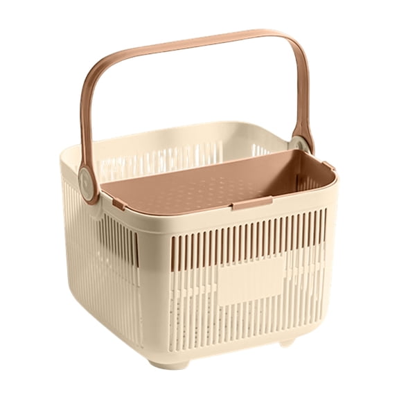 Handheld Shower Caddy Basket Wet Dry Separation Organizer For Beginner-friendly Dormitory Beige