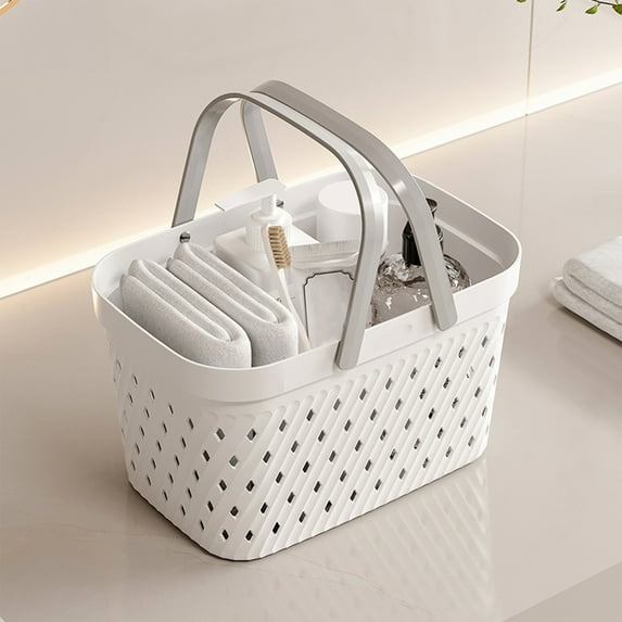 Handheld Shower Caddy, Plastic Storage Basket with Drain Holes and Handles, Multifunctional Organizer for Bathroom, Kitchen, and Home Use