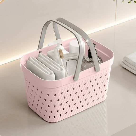 Handheld Shower Caddy, Plastic Storage Basket with Drain Holes and Handles, Multifunctional Organizer for Bathroom, Kitchen, and Home Use