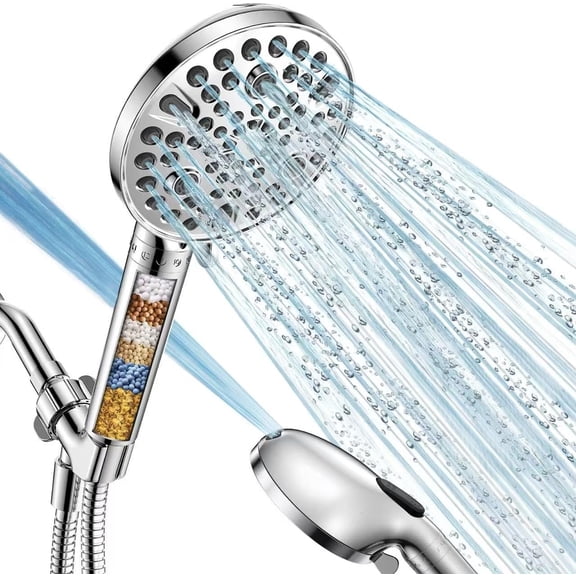 Handheld Shower  with Filter - High  Shower  with 10  Modes, Hard Water Softener Showerhead with Hose, Bracket and Shower Filters to Remove Chlorine and Heavy Metals