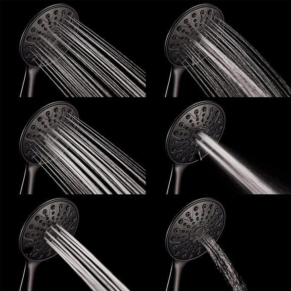 Handheld Shower Head - 6" Oil-Rubbed Bronze Face, 6 Spray Settings, High Pressure, Brass Swivel Ball Mount, and Extra Long Flexible Stainless Steel Hose