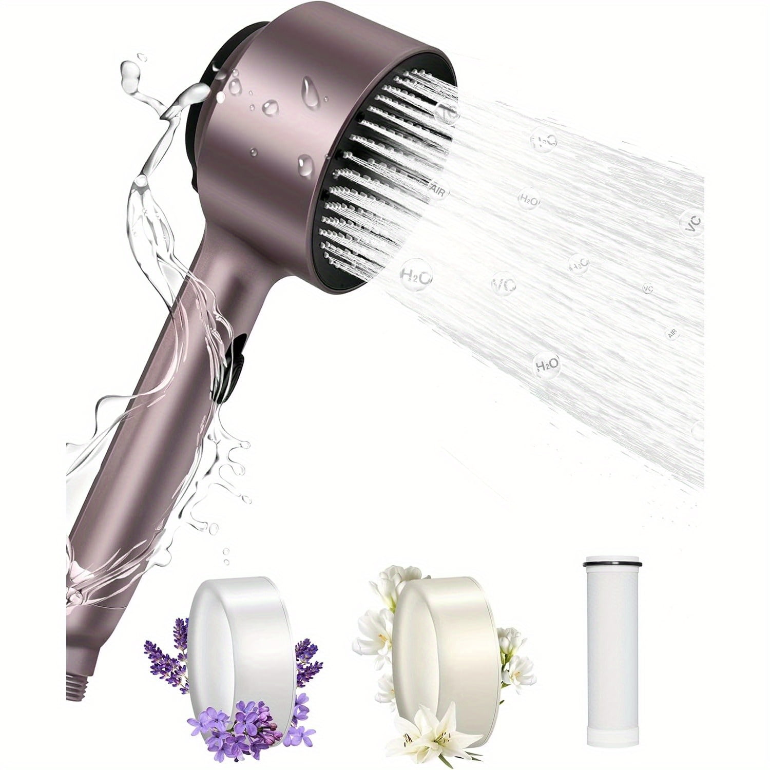 Handheld Shower Head, Aromatherapy Shower 3 Spray Mode with Filters, High Pressure Water Saving Showerhead-Silicone Nozzle, Push Botton, Removable Fragrance Box