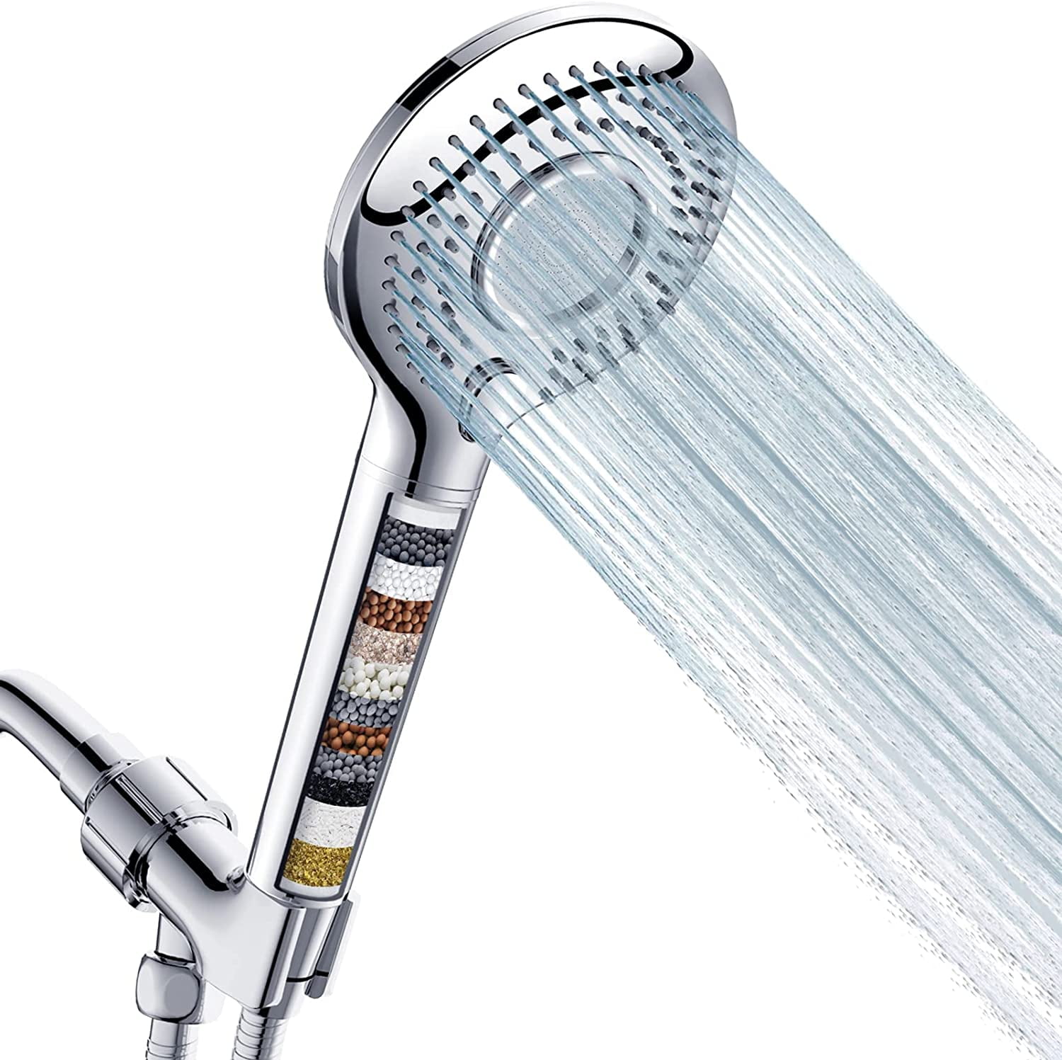 FEELSO Shower Head and 15 Stage Shower Filter Combo, High Pressure 5 Spray  Settings Filtered Showerhead with Water Softener Filter Cartridge for Hard