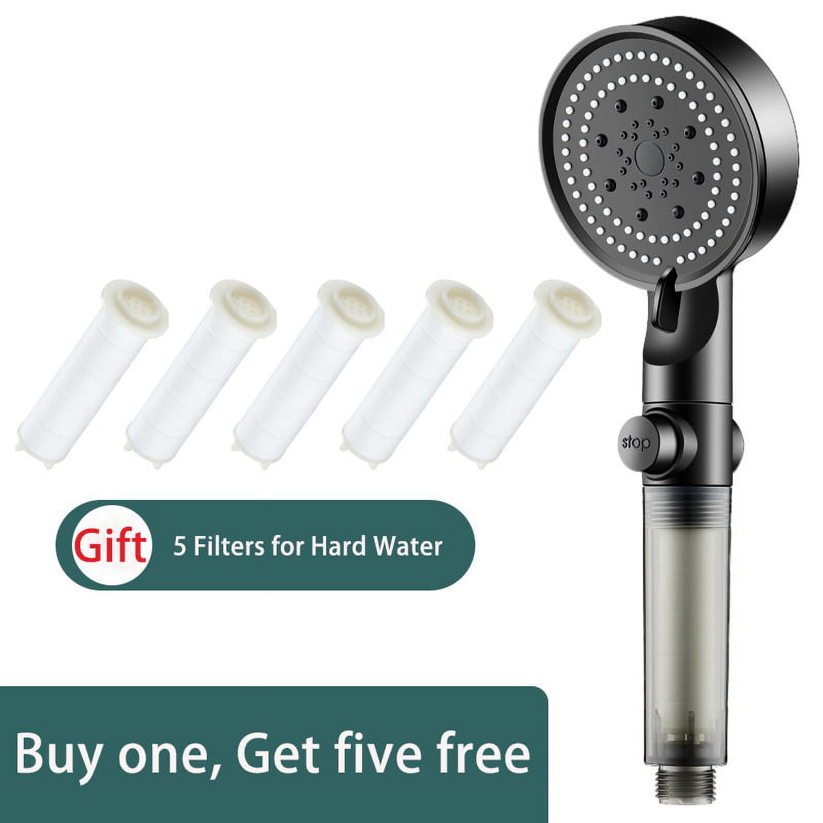 Handheld Shower Head with Filter, High Pressure 5 Mode Nozzle, Water Saving and Anticlogging