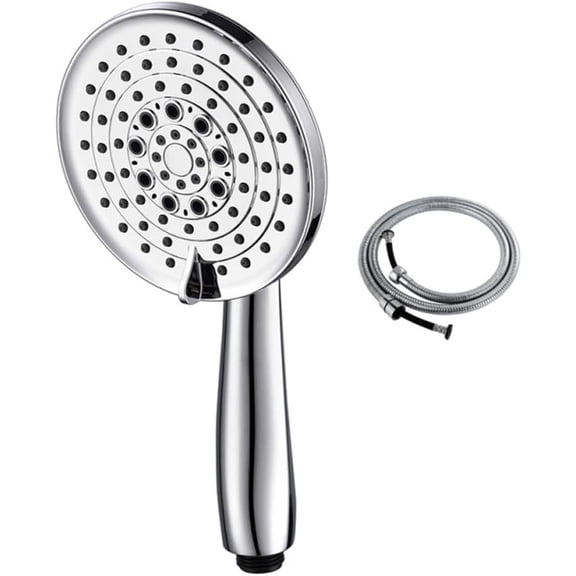 Handheld Shower Head High Pressure 5 Spray Settings Massage Spa Detachable Hand Held Showerhead Chrome Face with Hose and Adjustable Bracket,L