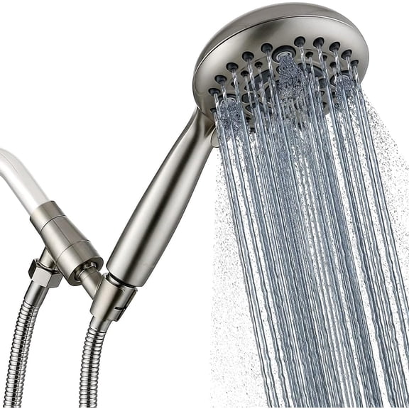 Handheld Shower Head High Pressure 6 Spray Settings, Detachable Hand Held Showerhead 4.9 Inch Face with Extra Long Flexible Hose and Metal Adjustable Bracket