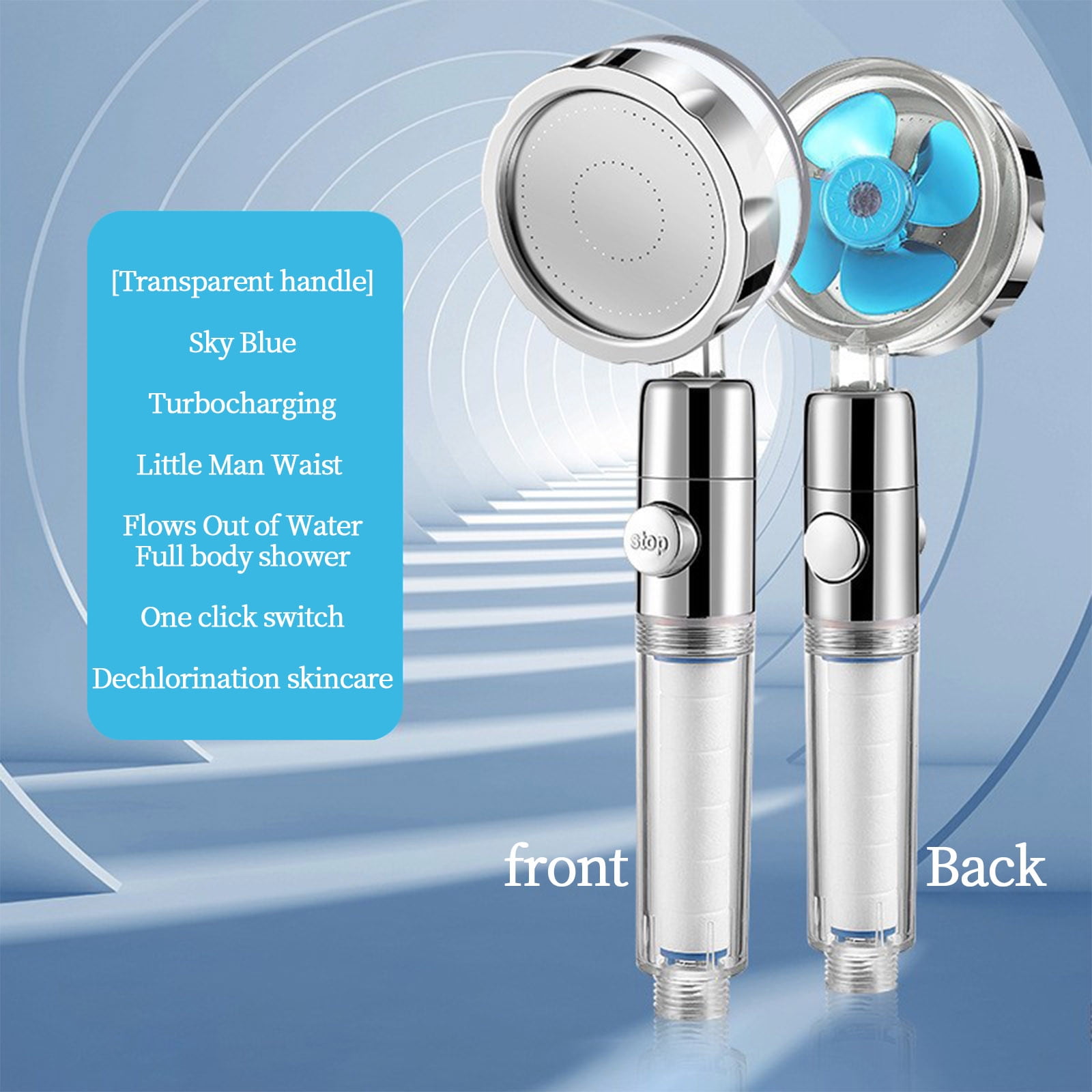 Handheld Shower Head, High Pressure Shower Heads Turbo Fan 360 Degrees Rotating, Hydro Jet