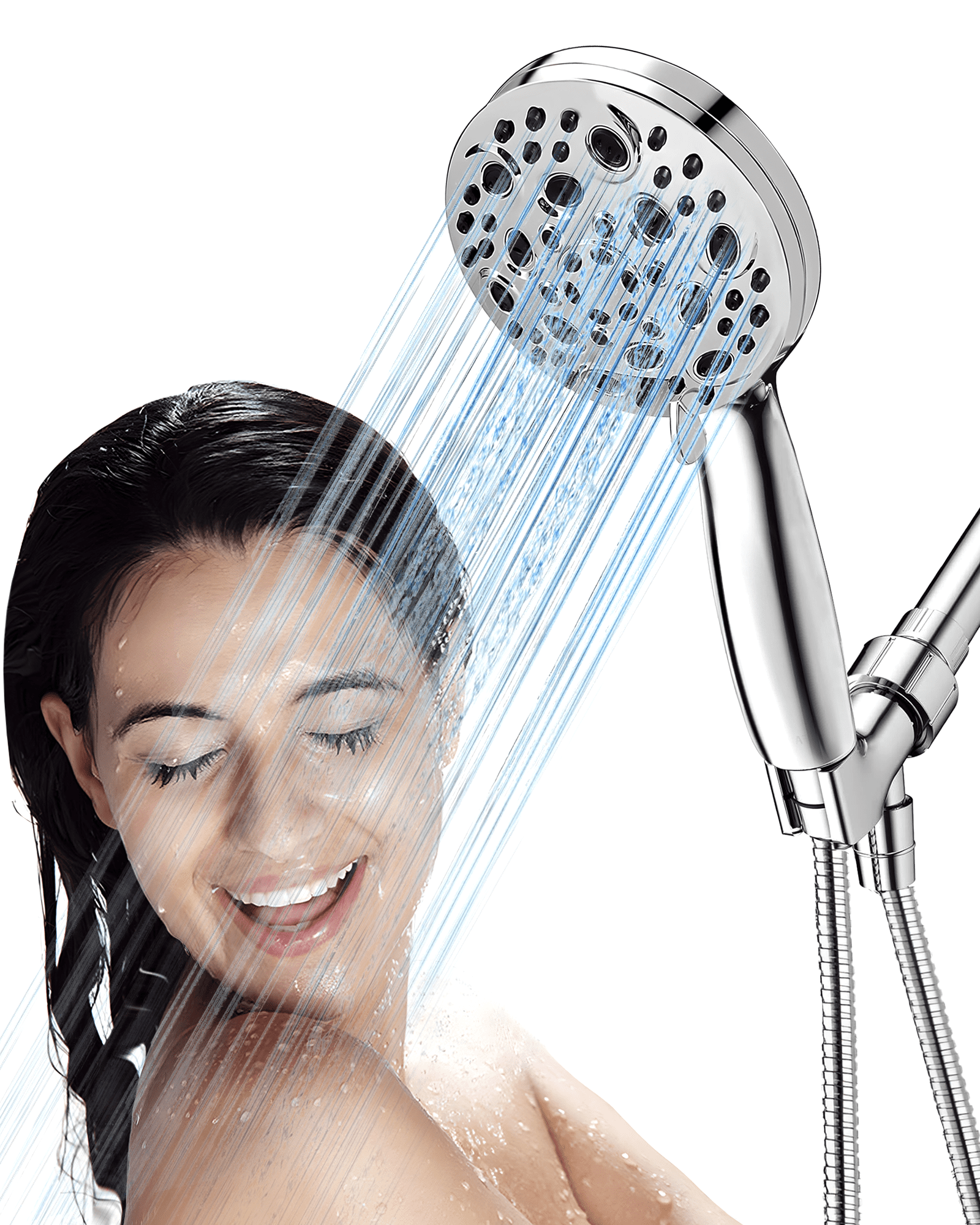 NFTIGB Handheld Showerhead for Bathing 10 Spray Modes Stainless Steel High Pressure Shower Head,Chrome