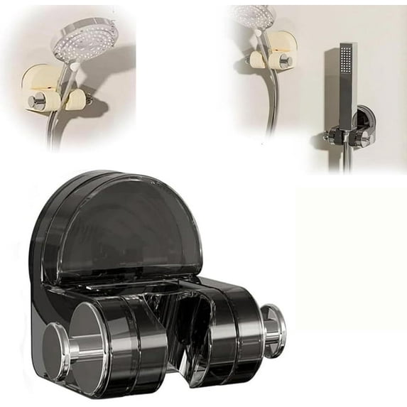 Handheld Shower Head Holder Wall Mount, Suction Cup Shower Holder, Shower Head Holder Wall Mount, Integrated Suction Cup Shower Rack (Black)