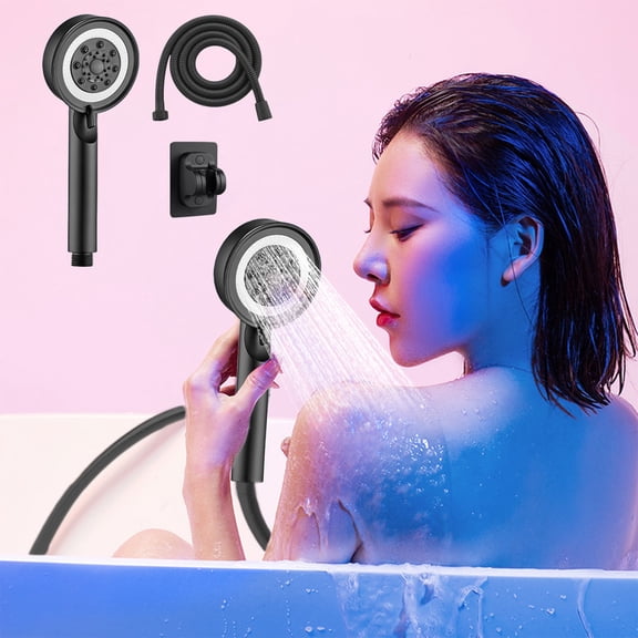 Handheld Shower Head with Hose and Cotton Filter, 8 Mode Spray High Pressure Shower Head with On/Off Switch for Water Saving, No Drilling Wall for Camper, Bath, Travel Trailer, RV Accessories Part