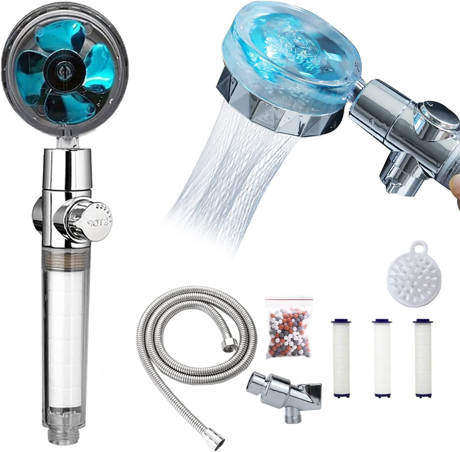 Handheld Shower Head with Hose, Turbo Fan Shower, Detachable Shower ...