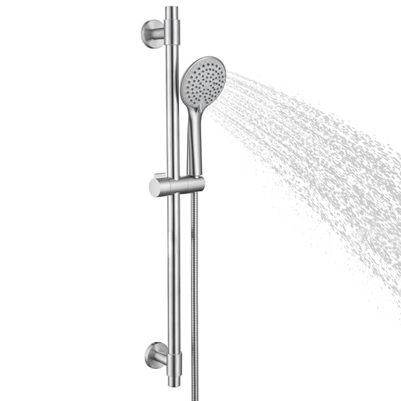 Handheld Shower Head Set Brushed Nickel Drill Mounted 30-inch Slide Bar 5-function
