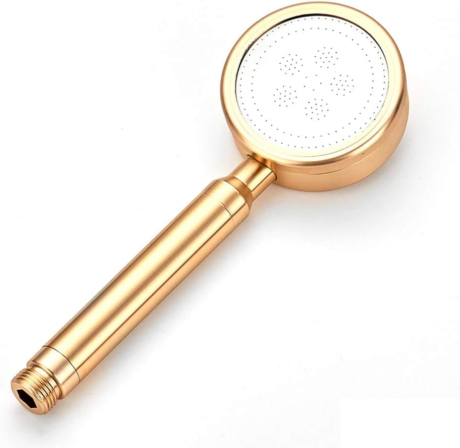 Handheld Shower Head Space Aluminum Pressurized Boost Spray Round Rain Shower Nozzle Bath Showerhead,Gold