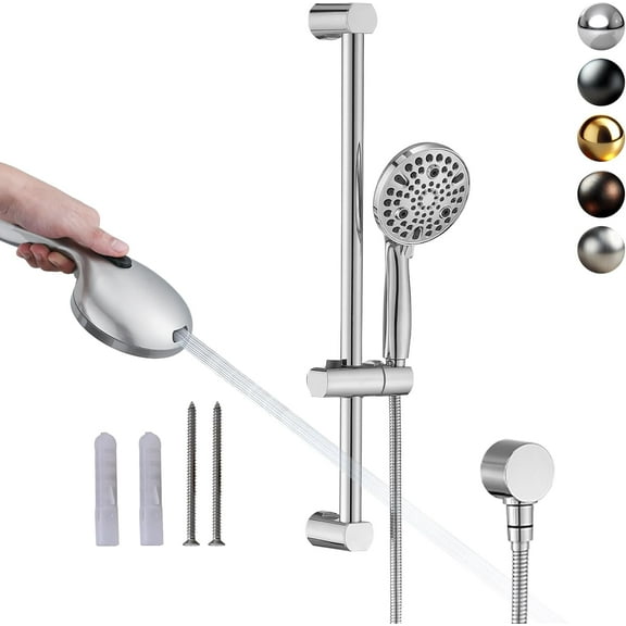 Handheld Shower Head with 10 Functions - Faucet Slide Bar Handheld Shower Wand with Hose