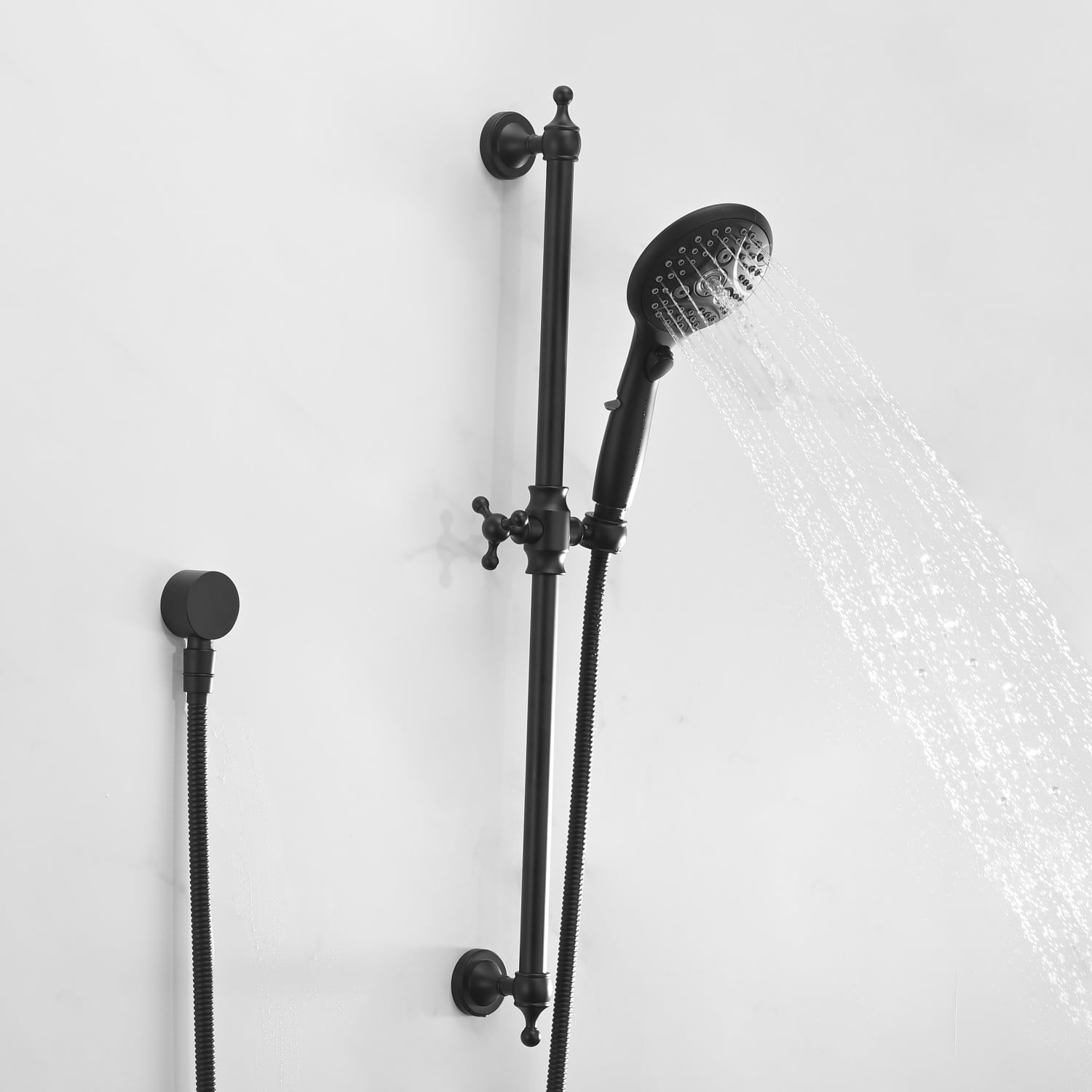 Handheld Shower Head with Slide Bar Combo, 6 Settings, ON/OFF Pause Switch, Adjustable Height (26.18" Bar)