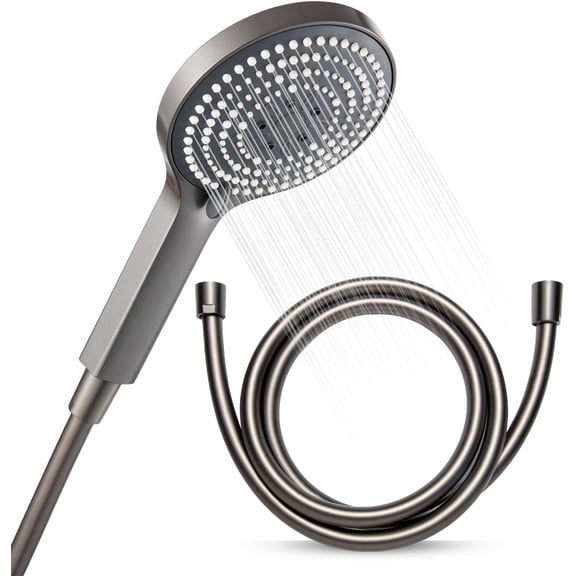 Handheld Shower Set, 6-Mode High Handheld Sprayer with 60" -Flex PVC Shower Hose, High Large Boosting Handheld Showerhead for Low Water , Charcoal Grey