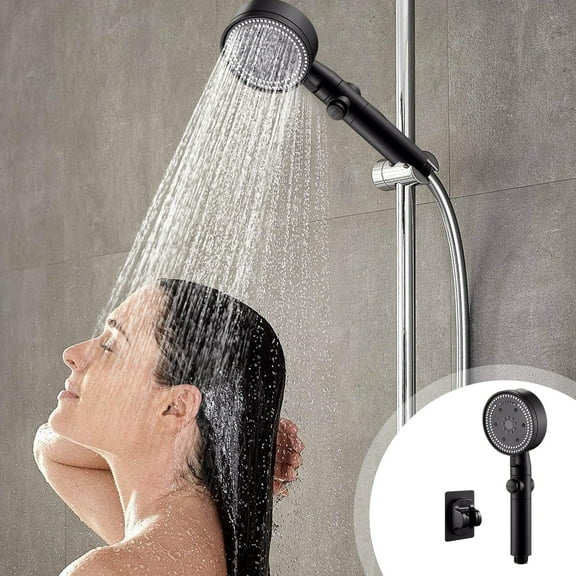 Handheld Showerhead, Czzoypi High Pressure 8 Spray Modes Handheld Shower, ABS Black Hard Water Filter Shower Head Easy Install for Bath Gym
