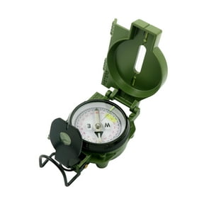 Handheld Sighting Compass with Luminous Dial and Pouch, Waterproof for Hiking and Camping, Metal, Green, 1 Pack