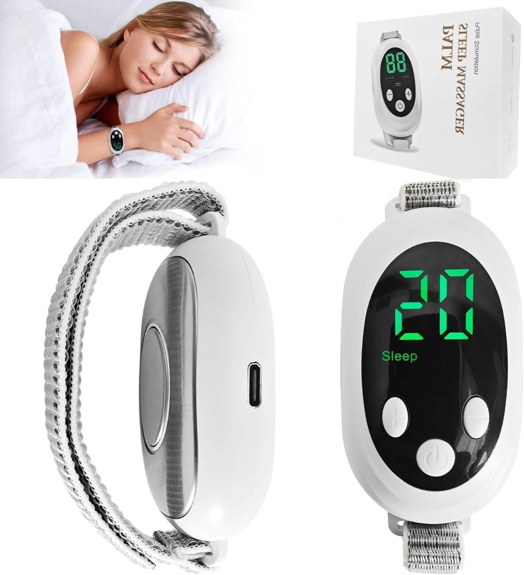 Handheld Sleep Aid Device, Sleep Aid Monitor for Insomniac, Sleep Support Device with 2 Modes & 20-Speed Adjustable, Sleep Assisted for Better Sleep, Promote Rest, Relief Anxiety, Type-C Charging