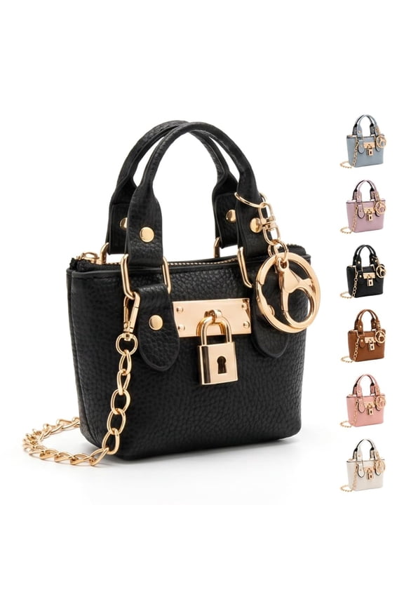 Handheld Small Square Bag, Mini Purse Keychain, Cute Tote Bag Coin Purse, Mini Backpack Keychain Wallet PU Leather