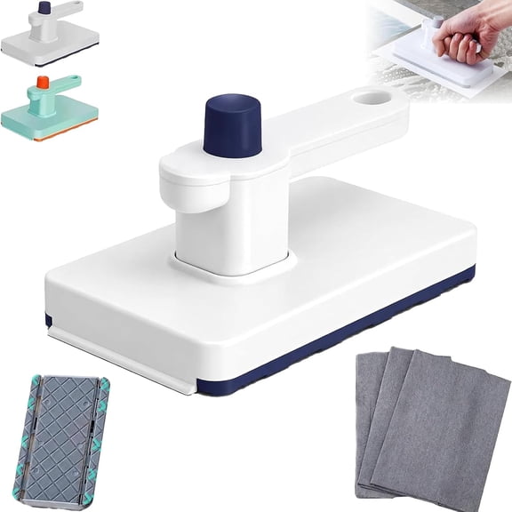 Handheld Snap Grip Mini Mop Use Any Cloth with 3 Washable Pads | Convenient Cloth Changing Mini Mop for Home Use with Easy Tap Handle (White)