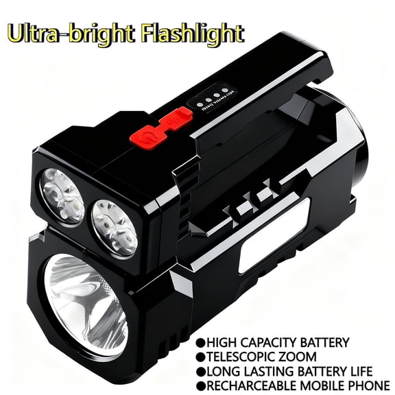 Handheld Solar Outdoor Lights, Rechargeable LED Camping Lantern - 6 Modes, Tactical COB Work Flashlight, Blue And Red Strobe, Emergency Power Bank Function, Portable for Camping, Fishing, Repairing