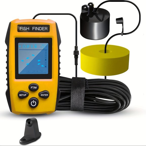 Handheld Sonar Fish Finder with LCD Backlight, IP68 Waterproof Depth Detector, 3937.01 Inch Detection Range for Kayak & Ice Fishing, Battery Not Included