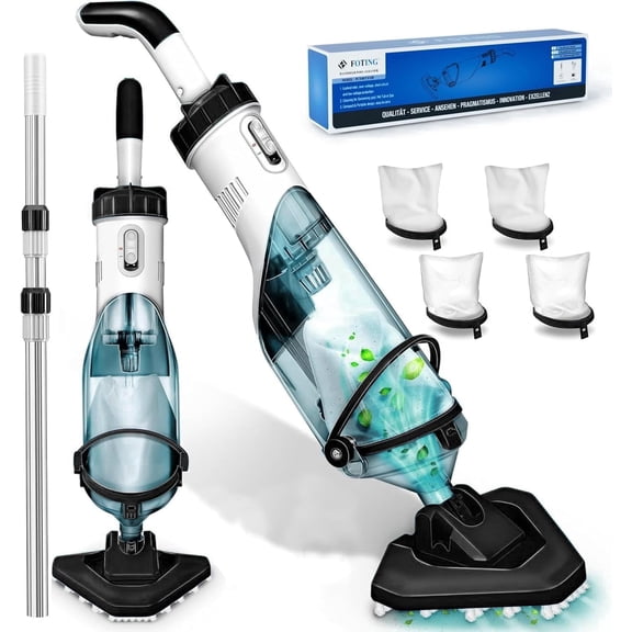 FOTING Handheld Spa Hot Tub Vacuum Cordless Above Ground Pool Cleaner 60 Inch Extendable Pole 60 Mins Running Time Black 1 Pack