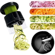 Handheld Spiralizer, 3-in-1 Zucchini Spiralizer Noodle Maker, Spiralizers for Veggie Noodles, Perfect for Zucchini, Carrots, More, Portable Kitchen Tool Black