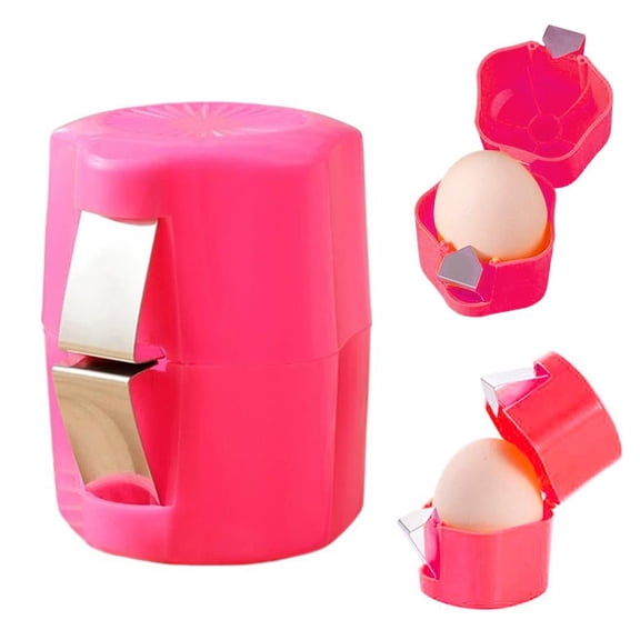 Handheld Stainless Steel Egg Shell Opener, Quick & Safe Eggshell Breaker for Kitchen and Meal Prep, Pink
