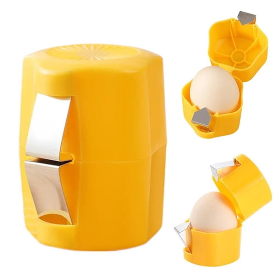 Handheld Stainless Steel Egg Shell Opener, Quick & Safe Eggshell Breaker for Kitchen and Meal Prep, Yellow