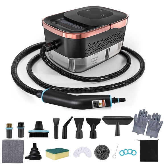 Handheld Steam Cleaner 1200W with 16 Accessories, 6 Adjustable Steam Levels, Fast Heat-Up Multi-Surface Steamer for Home, Kitchen, Upholstery, Car, and Bathroom Cleaning