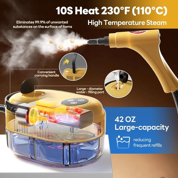 Handheld Steam Cleaner 1500W 15-in-1 High Pressure Steamer for Home Kitchen Floor Tile Car with 18 Accessories