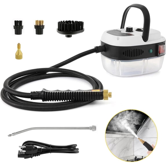 Handheld Steam Cleaner,2500W Hand-Held High Pressure Portable Cleaning Machine with 3 Brush,Electric Steam Cleaner for Home Use, Kitchen, Furniture, Bathroom, Car Details (White)