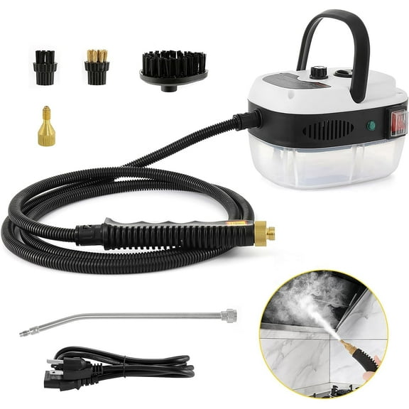 Handheld Steam Cleaner,2500W Hand-Held High Pressure Portable Cleaning Machine with 3 Brush,Electric Steam Cleaner for Home Use, Kitchen, Furniture, Bathroom, Car Details (White)