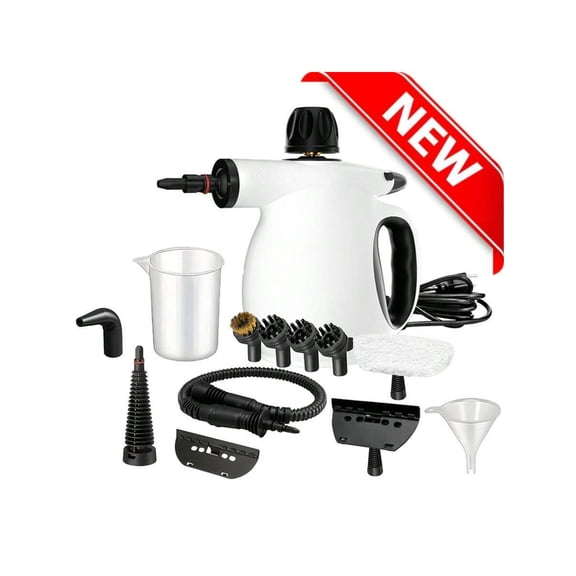Handheld Steam Cleaner for Home with 12 Accessories, Pressurized Steamer for Upholstery, Grout, Car, Curtains, Chemical-Free Multi-Purpose Cleaning Tool, 1050W