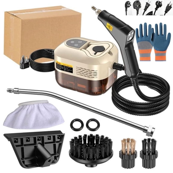 Handheld Steam Cleaner for Home | 2500w Handheld High-Temperature Pressurized Steam Cleaner with 6 Adjustable Levels, Portable Steam Cleaner for Car, Kitchen, Floor, Windows,10s Rapid Heating - BEIGE
