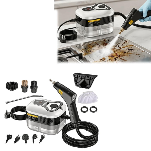 Handheld Steam Cleaner for Home and Auto, 1200ml Large Water Tank, 6 Adjustable Steam Settings, Portable 221°F High Pressure Steamer for Kitchen, Bathroom, Tile, Carpet