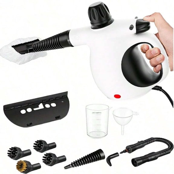 Handheld Steam Cleaner, Pressurized Handheld Multi-Surface Natural Steam Cleaner With 12 PCS Accessory & Labor-Saving Lock, 450ML Capacity, Multi-Surface Deep Cleaning For Home, Car, Bathroom, Grout