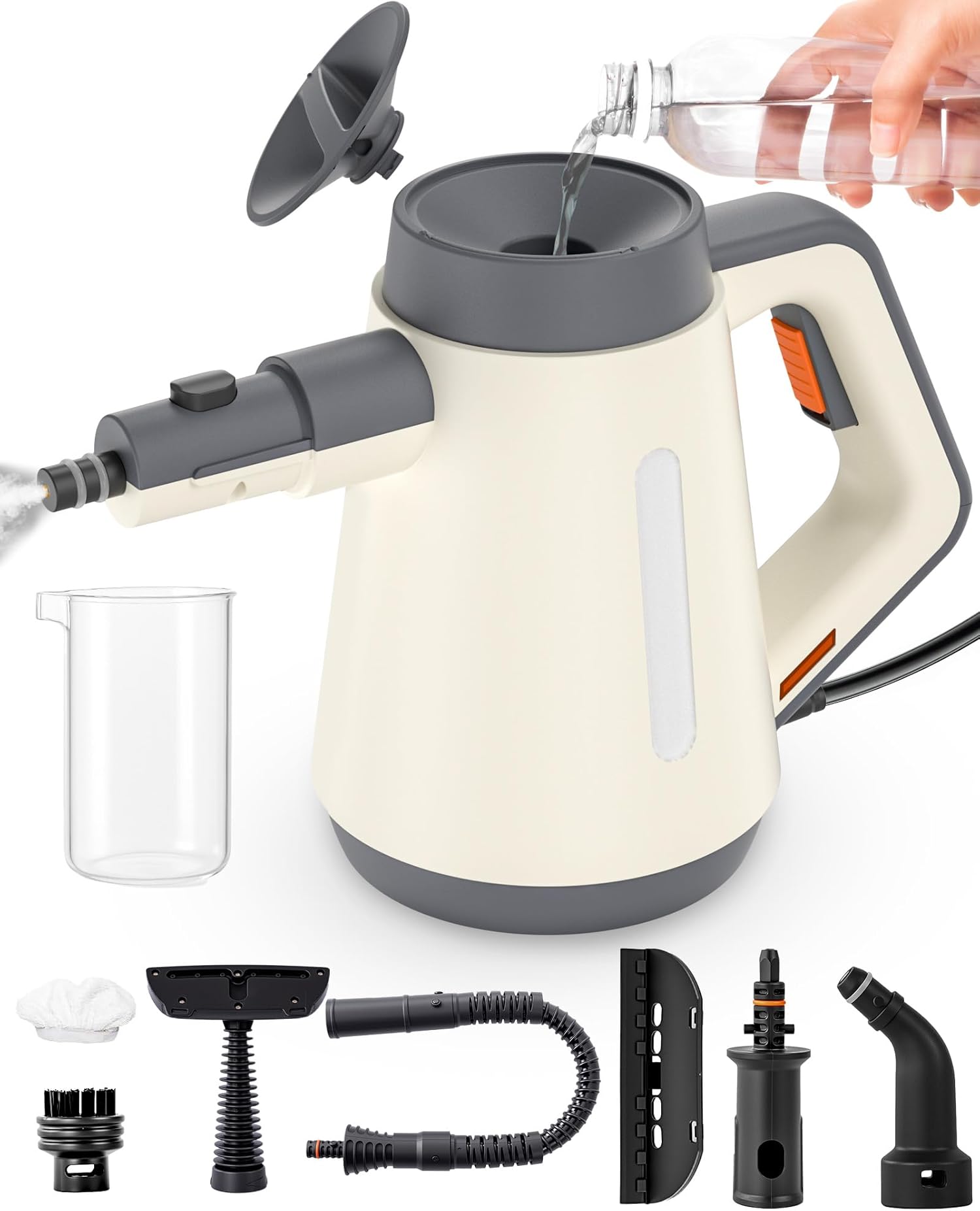 Handheld Steam Cleaner for cleaning, 1500W, 15s -Heat, Lockable Steam ...