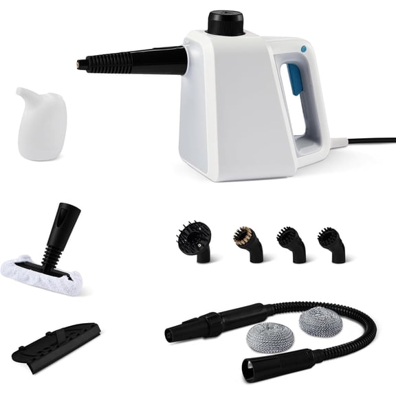 Handheld Steam Cleaner for Home with 9 Accessories, Powerful 1000W Steam Shot, 8.5oz Tank, 12ft Cord