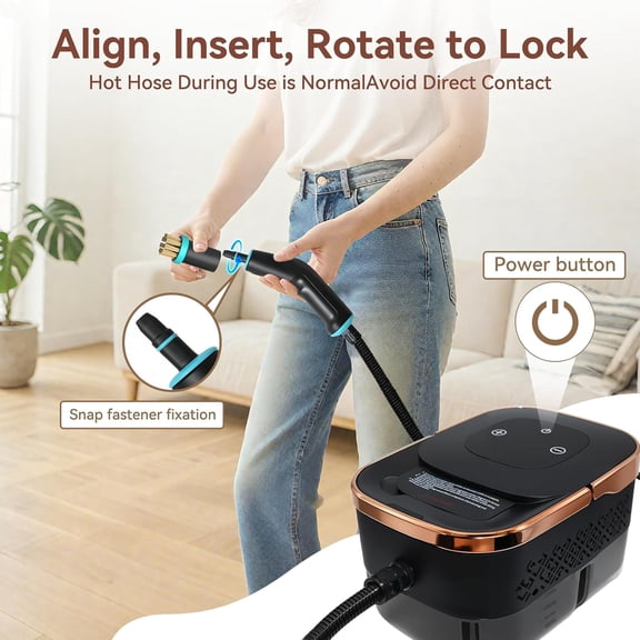 Handheld Steam Cleaner with 1.32 Quarts & 15s Fast Heat-, 13 Attachments for Home Kitchen Bathroom Floors