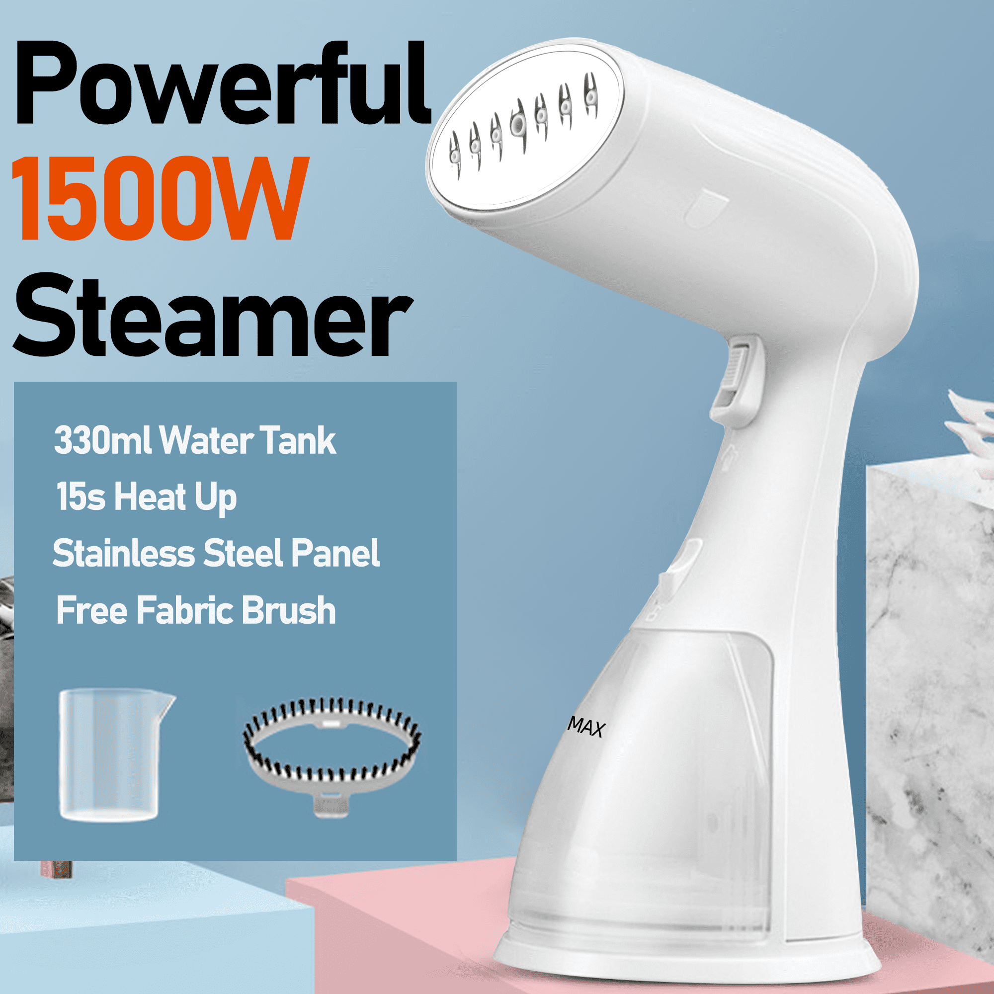 Handheld Steamer for Clothes, 1500W 15s Fast Heatup Portable Clothes
