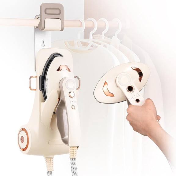 Handheld Steamer for Clothes, 1500W Garment Steamer Steam Iron with Large Soleplate, 390ml Detachable Water Tank, 2 Steam Levels/Pulse Steam/Dry Iron, 20s Heat Up, for Apartment/Hotel/Home