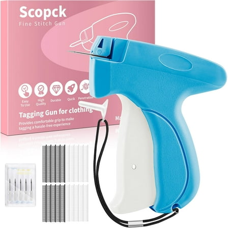 Handheld Stitch Tag Gun for Clothes, Quick Clothing Fixer, Tagging, Needle 1 box +5mm glue needle 1000, Pink