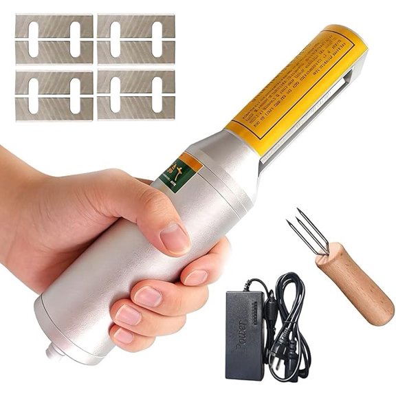 Handheld Sugarcane Peeler, Mini Electric Sugar Cane Peeling Machine With 8 Replaceable Blades & Auxiliary Fork, Automatic Vegetable Scraping Tool,for Coconut Pumpkin Winter Pineapple.