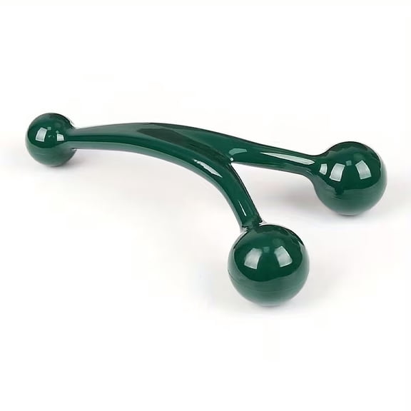 Handheld Three-Ball Full Body Massager - Green Plastic Roller for Neck, Shoulders, Legs, and Feet Relief