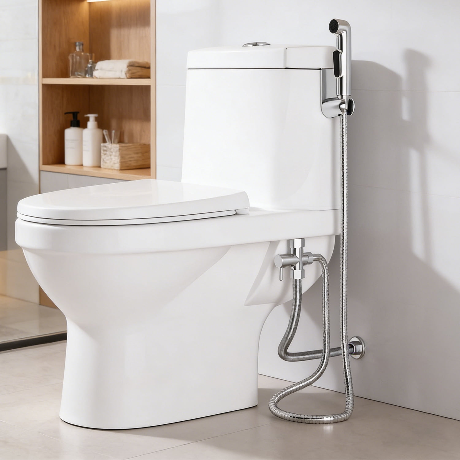 Handheld Toilet Bidet Sprayer Bidet Attachment with T-Valve Metal Hose Set Included