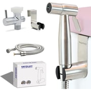 Handheld Toilet Bidet Sprayer for Toilet-Adjustable Water Pressure Control with Bidet Hose for Feminine Wash, Stainless Steel Brushed Nickel Cloth Diaper for Baby Wash Stainless Steel, 1